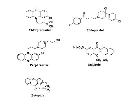 図1　代表的な第1世代抗精神病薬の化学構造式